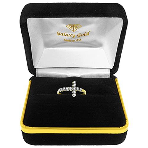 【並行輸入品】14Kイエローゴールド 本物のダイヤモンド クロスリング   サイズ11 Galaxy Gold GG 14k Yellow Goの画像