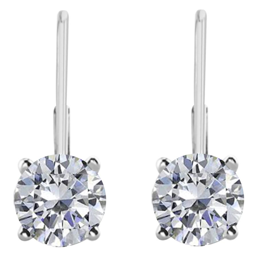 【並行輸入品】0.50?CTWラウンドwhite diamondレバーバックイヤリング14?Kホワイトゴールド AoneJewelry Whitの画像