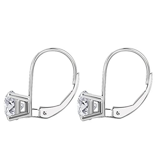 【並行輸入品】0.50?CTWラウンドwhite diamondレバーバックイヤリング14?Kホワイトゴールド AoneJewelry Whitの画像