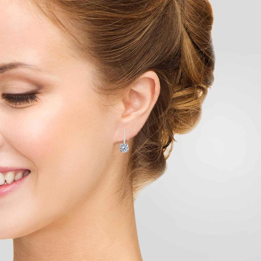 【並行輸入品】0.50?CTWラウンドwhite diamondレバーバックイヤリング14?Kホワイトゴールド AoneJewelry Whitの画像