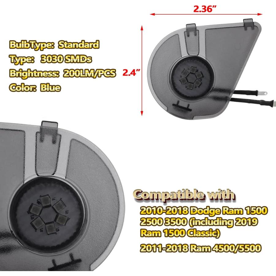 【並行輸入品】Xotic Tech スモークレンズ サイドミラー 水たまりライト LEDランプ OE交換用 Dodge RAM 1500 2500 3の画像