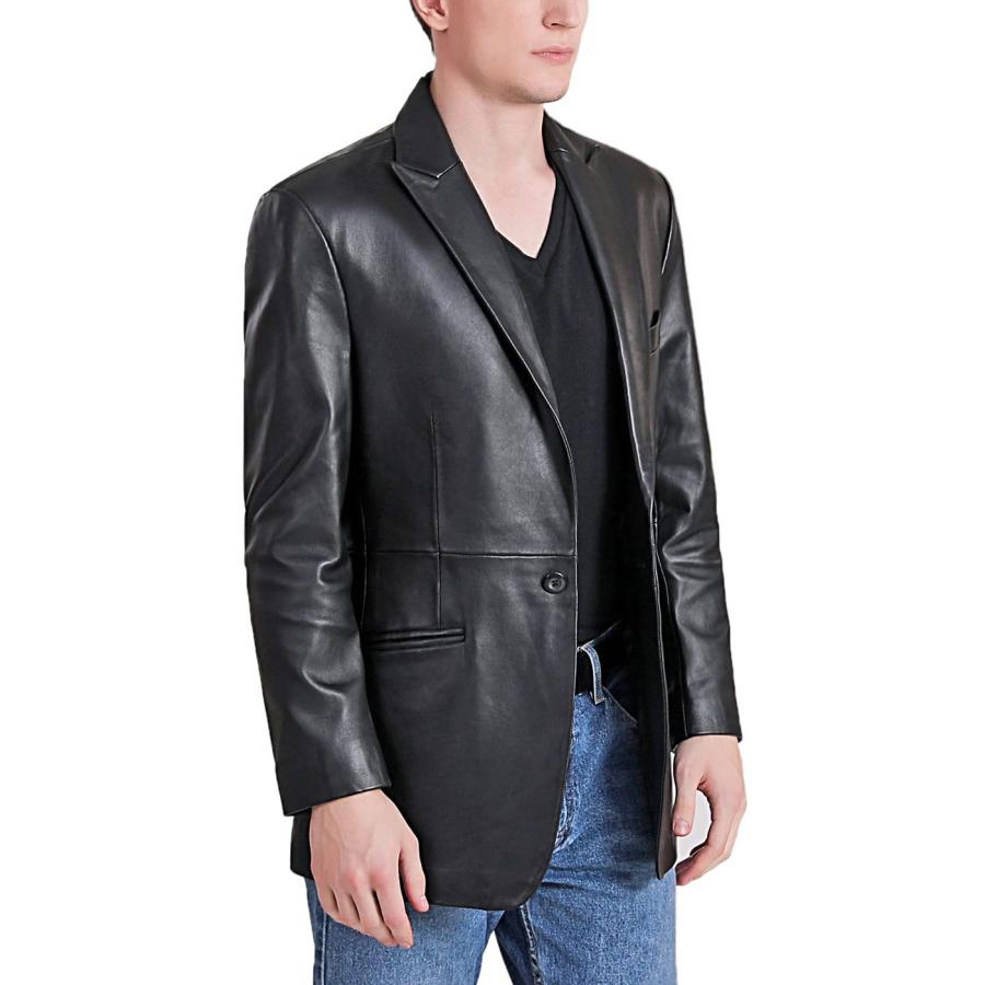 【並行輸入品】[BGSD] メンズ 1つボタン ラムスキン レザー ブレザー ブラック XXLサイズ (インポート) BGSD Men Juddの画像