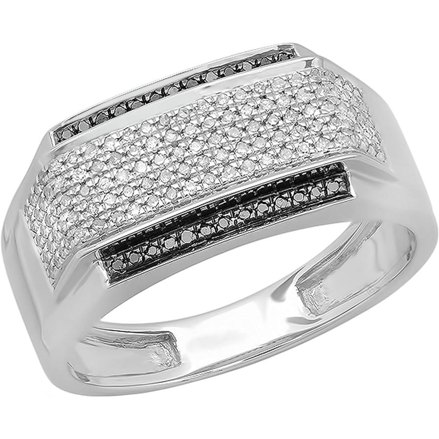 【並行輸入品】Dazzlingrockコレクション 0.45カラット(ctw)ホワイト&ブラックダイヤモンド メンズ ヒップホップ ピンキーリング 1