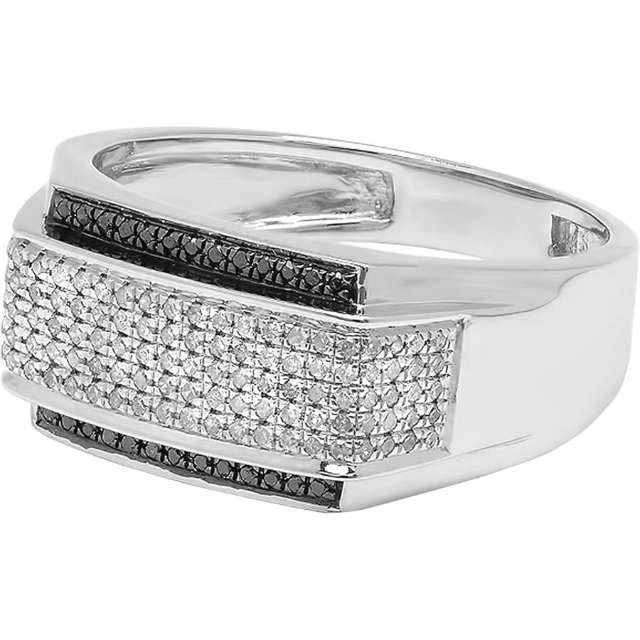 【並行輸入品】Dazzlingrockコレクション 0.45カラット(ctw)ホワイト&ブラックダイヤモンド メンズ ヒップホップ ピンキーリング 1