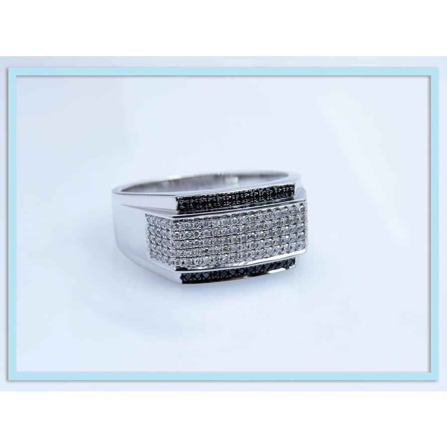 【並行輸入品】Dazzlingrockコレクション 0.45カラット(ctw)ホワイト&ブラックダイヤモンド メンズ ヒップホップ ピンキーリング 1