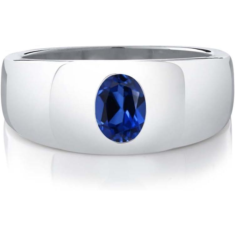 【並行輸入品】[Gem Stone King] 1.60カラット シンセティック サファイア 指輪 リング メンズ シルバー925 9月 誕生石　_1