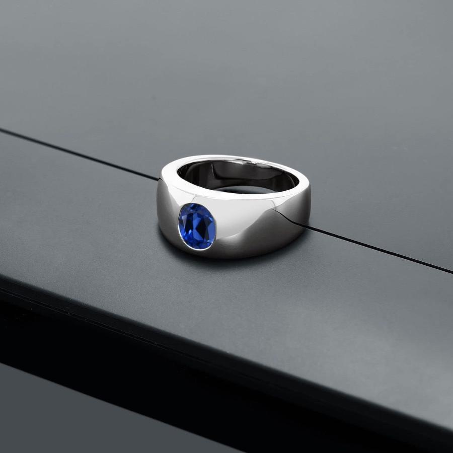 【並行輸入品】[Gem Stone King] 1.60カラット シンセティック サファイア 指輪 リング メンズ シルバー925 9月 誕生石　_2