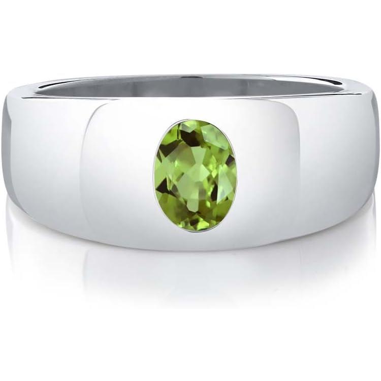 【並行輸入品】[Gem Stone King] 1.42カラット 天然石 ペリドット 指輪 リング メンズ シルバー925 8月 誕生石　_1