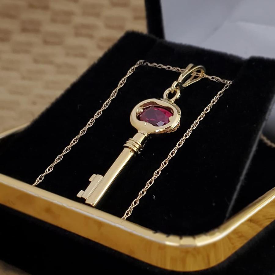 【並行輸入品】Galaxy Gold GG 0.5カラット 14Kソリッドゴールドネックレス ルビーキーペンダント チャームペンダント  金属  ルビの画像