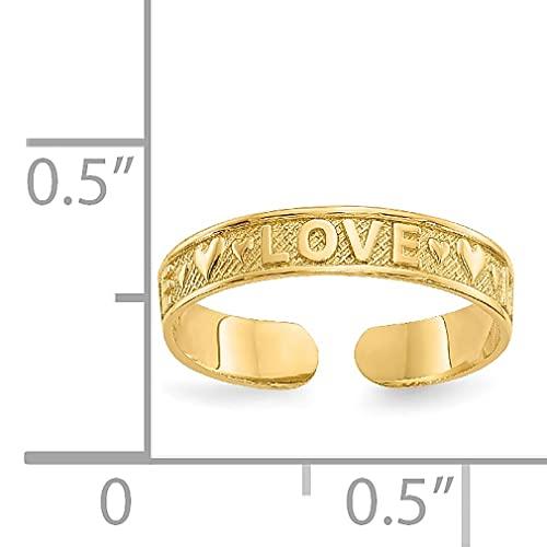 【並行輸入品】Iceカラット14?KイエローゴールドLove調節可能なキュートなつま先リングセットFineジュエリー理想的な母の日ギフトforの画像
