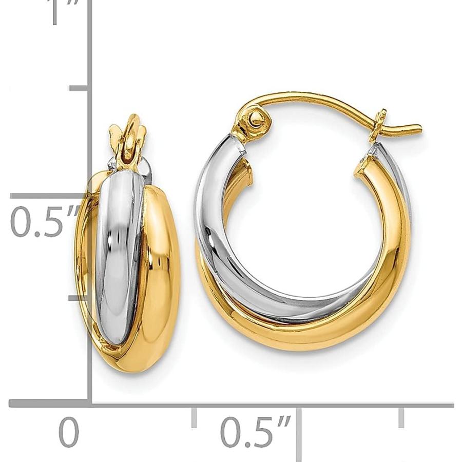 【並行輸入品】14K ツートーン ゴールド ヒンジ付き フープイヤリング ファインジュエリー 女性へのギフトに  クリスタル イエローゴールドの画像