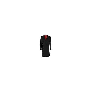 【並行輸入品】メンズブラックオーバーコートウール＆カシミアウォームウィンターコートベルベットカラー＆レッドサテンライニング (48) The Pの画像