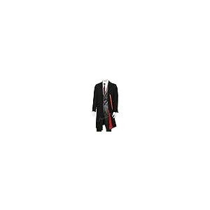 【並行輸入品】メンズブラックオーバーコートウール＆カシミアウォームウィンターコートベルベットカラー＆レッドサテンライニング (48) The Pの画像