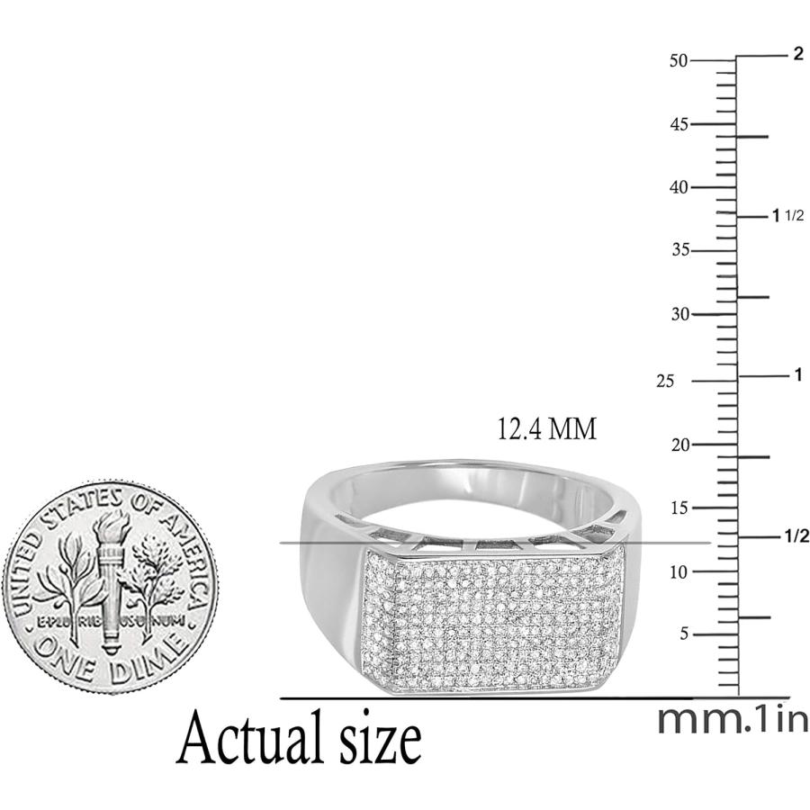 【並行輸入品】0.83カラット(CTWスターリングシルバーラウンドカットダイヤモンドメンズ結婚記念リング3 / 4 ct (USA リングサイズ 11の画像