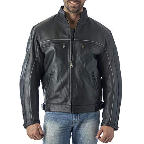 【並行輸入品】REED〓 Mens Vented Leather Motorcycle Jacket (XL)の画像