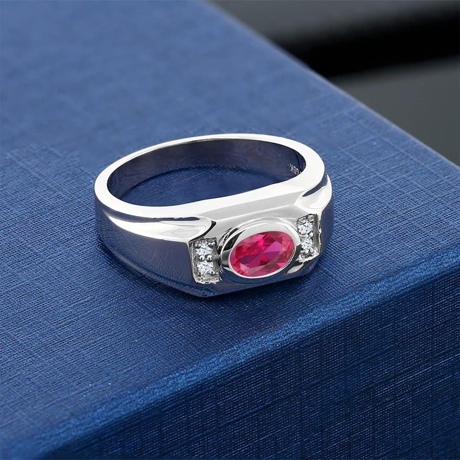 【並行輸入品】[Gem Stone King] 1.71カラット シンセティック ルビー 指輪 リング メンズ シンセティック ホワイトサファイア シ_2