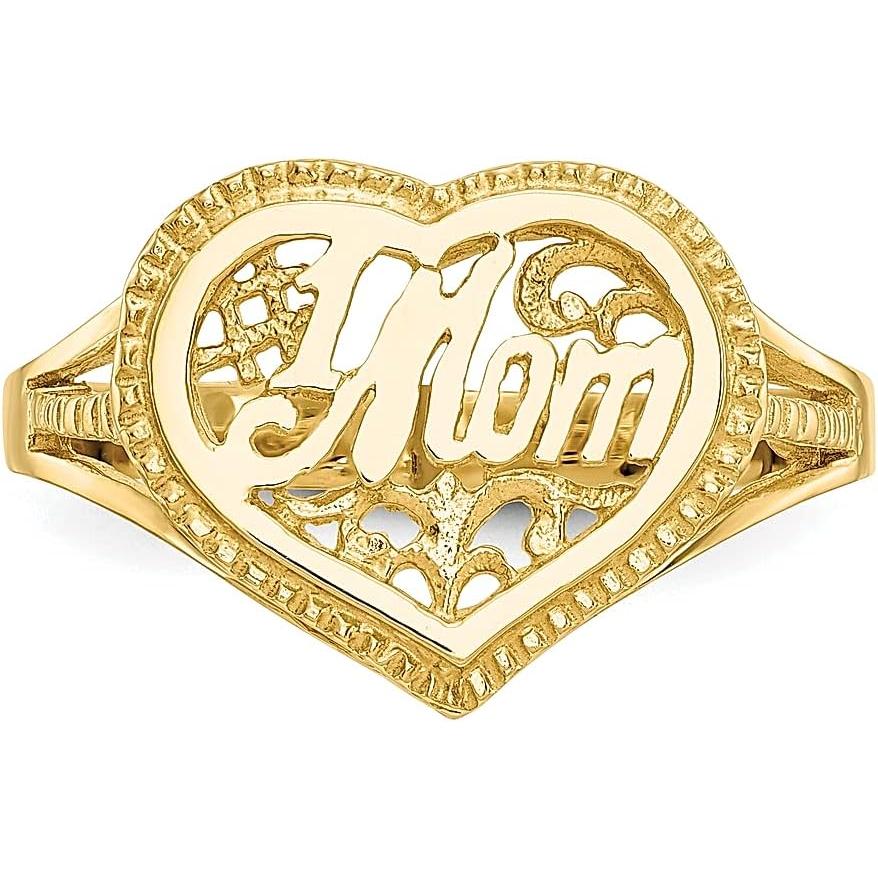 【並行輸入品】Iceカラット14 Kイエローゴールド# 1 Mom inハートバンドリングS / Loveの画像