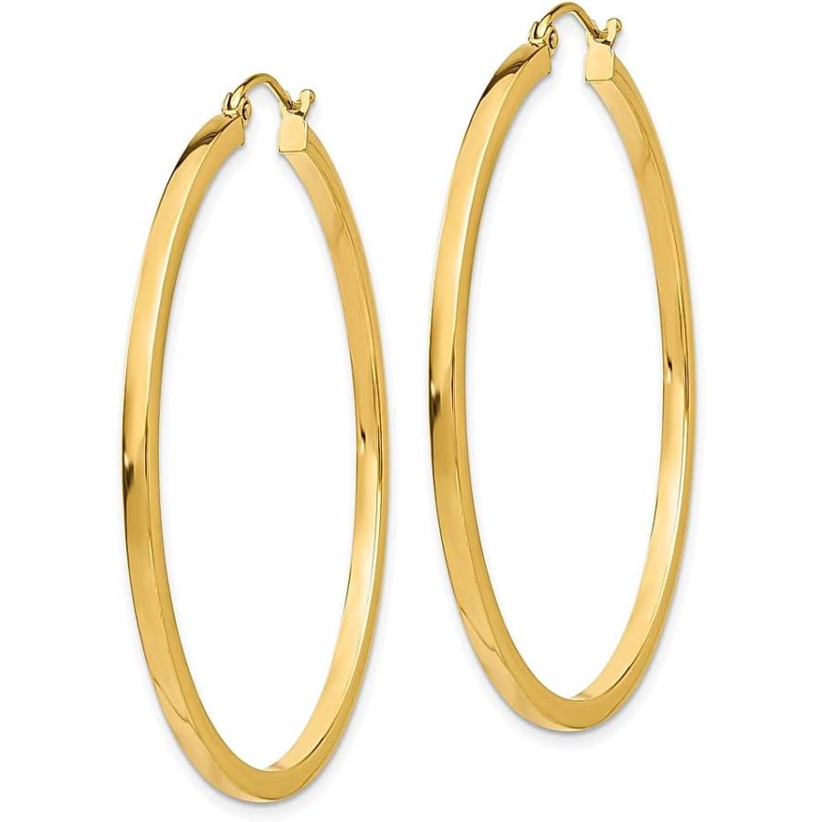 【並行輸入品】14K イエローゴールド 2mm スクエアチューブフープイヤリング ラウンドファインジュエリー 女性へのギフトに  クリスタルの画像