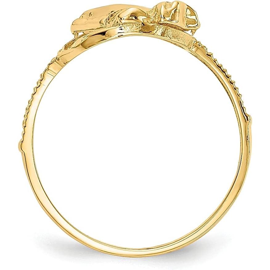 【並行輸入品】14K ツートーン ゴールド イエス 祈りの手 主 静けさ 祈り クロス リング 宗教的 ファインジュエリー 女性へのギフトに  ゴールの画像