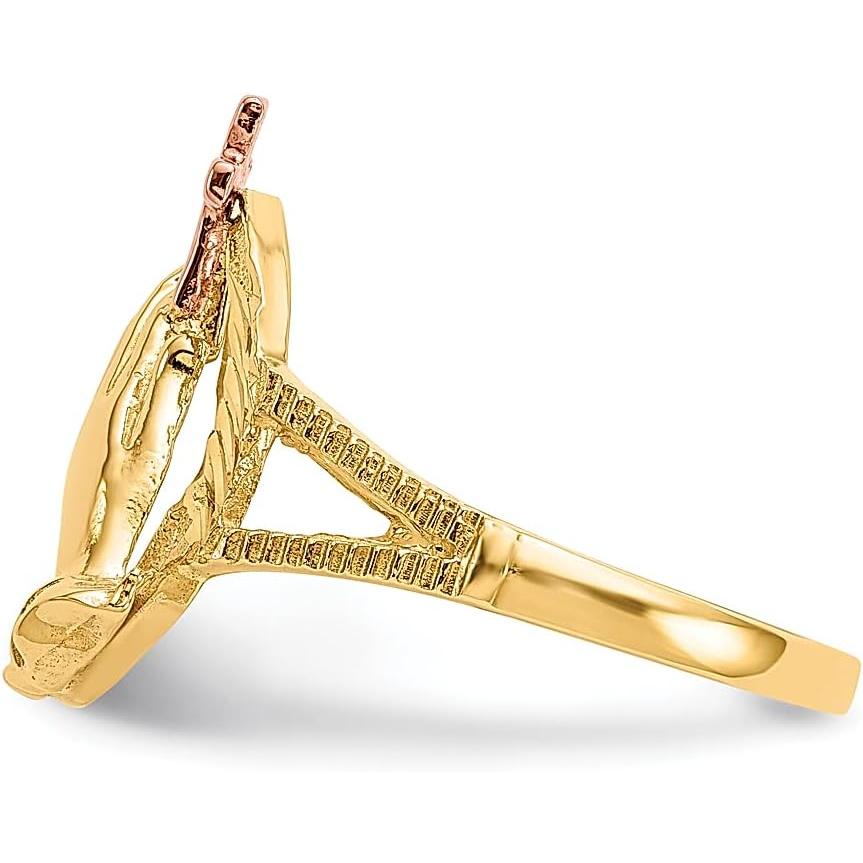 【並行輸入品】14K ツートーン ゴールド イエス 祈りの手 主 静けさ 祈り クロス リング 宗教的 ファインジュエリー 女性へのギフトに  ゴールの画像