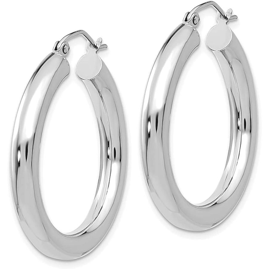 【並行輸入品】Iceカラット14 Kホワイトゴールド4 mm軽量ラウンドフープイヤリング耳フープセットクラシックFineジュエリー理想的な母の日ギフトの画像