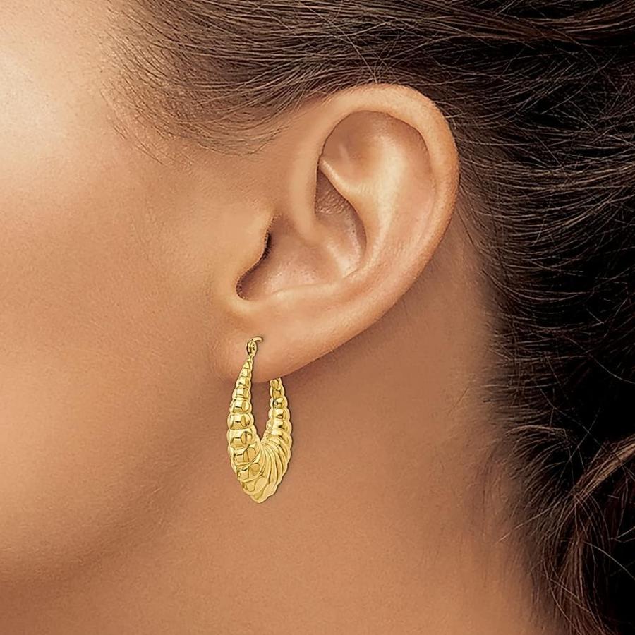 【並行輸入品】14K イエローゴールド フープイヤリング ファインジュエリー 女性へのギフトに  クリスタルの画像
