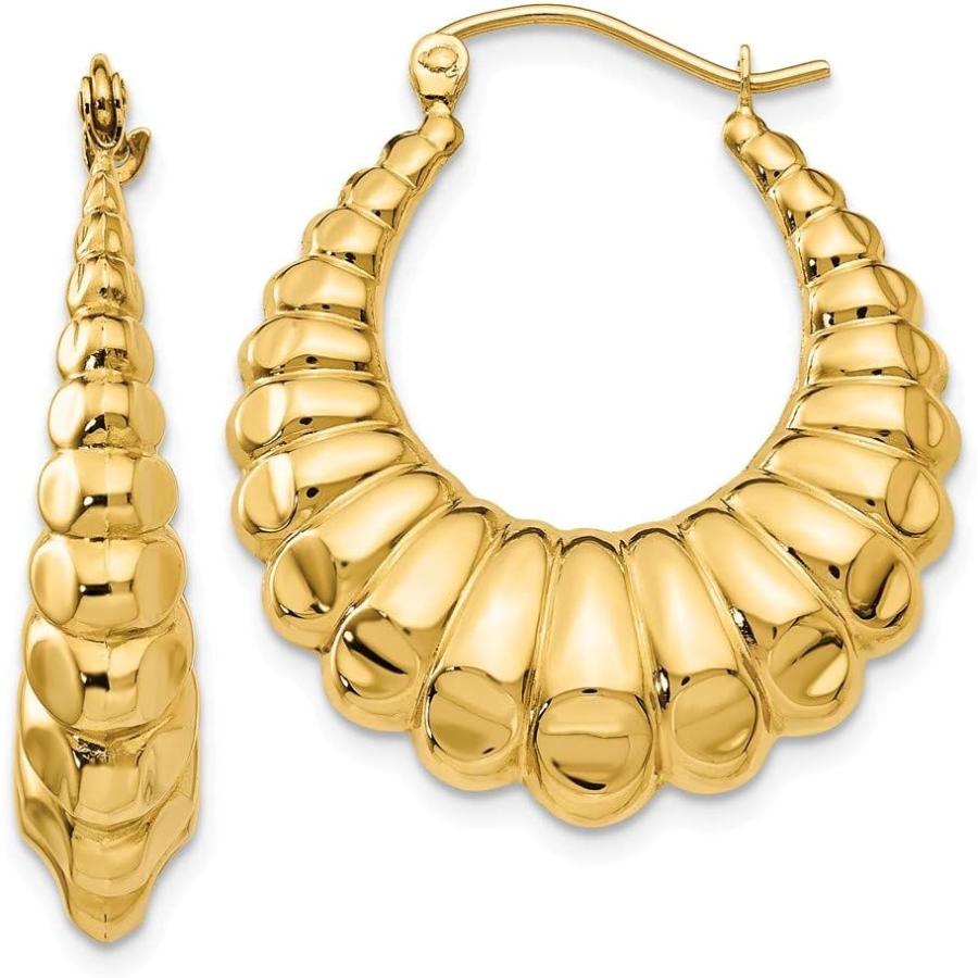 【並行輸入品】14K イエローゴールド フープイヤリング ファインジュエリー 女性へのギフトに  クリスタルの画像