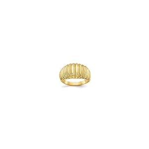【並行輸入品】IceCarats 14?Kイエローゴールドリブ編みドームバンドリング 14k Yellow Gold Ribbed Dome Rの画像