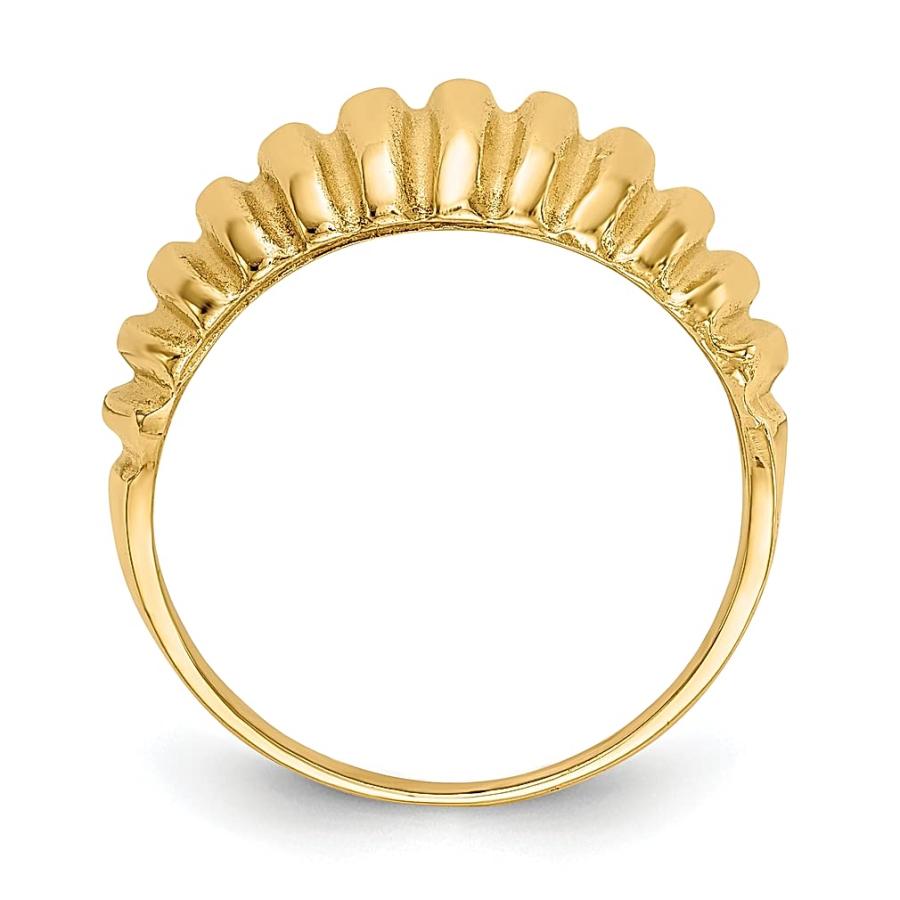 【並行輸入品】IceCarats 14?Kイエローゴールドリブ編みドームバンドリング 14k Yellow Gold Ribbed Dome Rの画像
