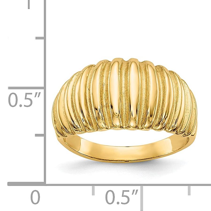 【並行輸入品】IceCarats 14?Kイエローゴールドリブ編みドームバンドリング 14k Yellow Gold Ribbed Dome Rの画像