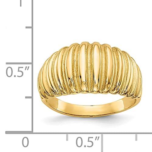 【並行輸入品】IceCarats 14?Kイエローゴールドリブ編みドームバンドリング 14k Yellow Gold Ribbed Dome Rの画像