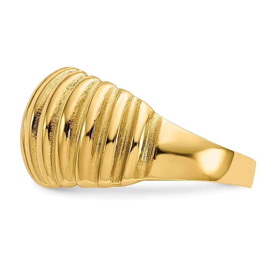 【並行輸入品】IceCarats 14?Kイエローゴールドリブ編みドームバンドリング 14k Yellow Gold Ribbed Dome Rの画像