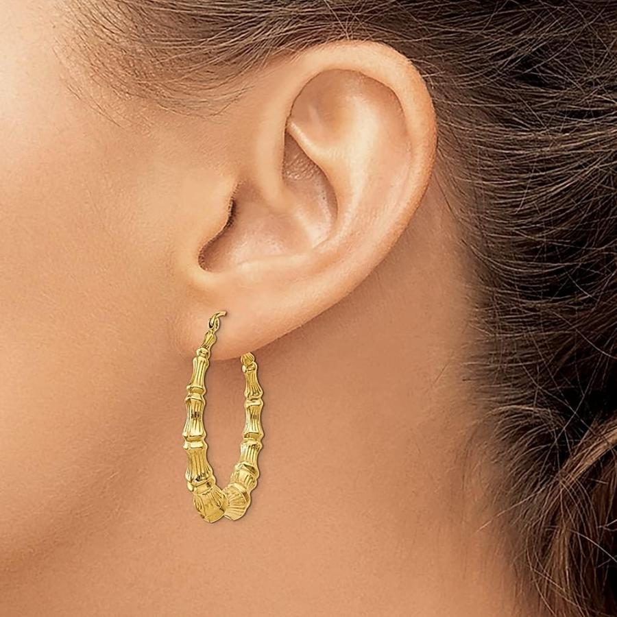 【並行輸入品】14K イエローゴールド バンブーフープイヤリング イヤーフープセット ラウンドファインジュエリー 女性へのギフトに  竹の画像