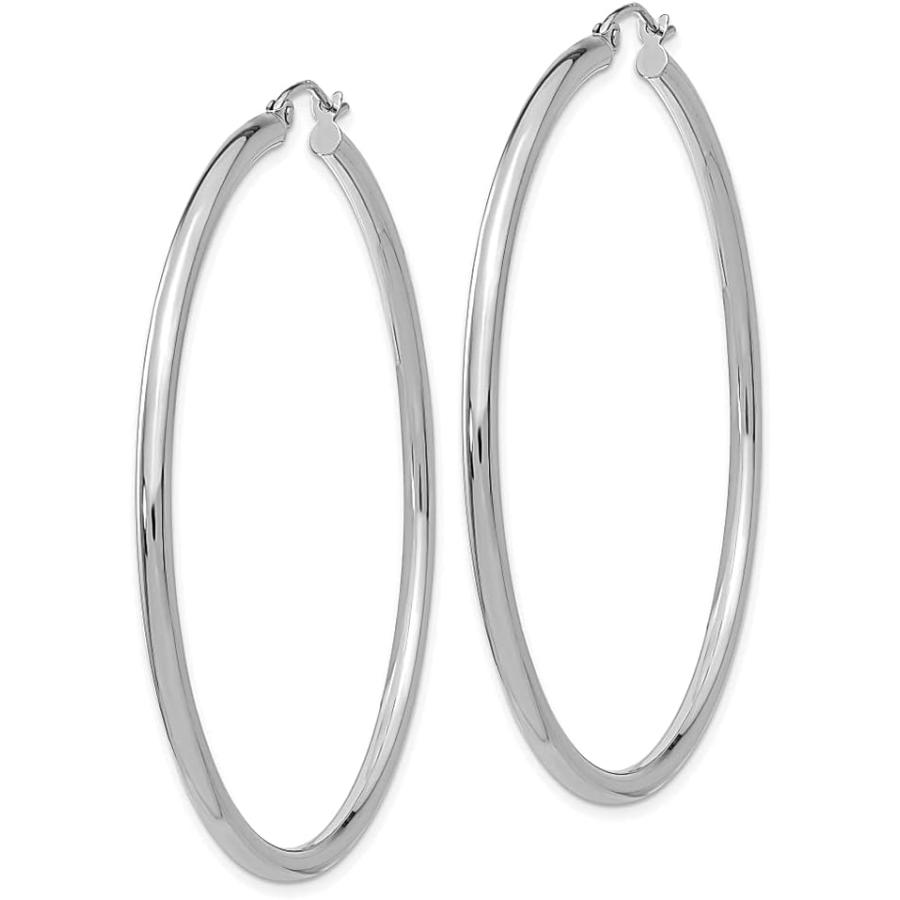 【並行輸入品】14K ホワイトゴールド 2.5mm チューブフープイヤリング ラウンド クラシック ファインジュエリー 女性へのギフトにの画像