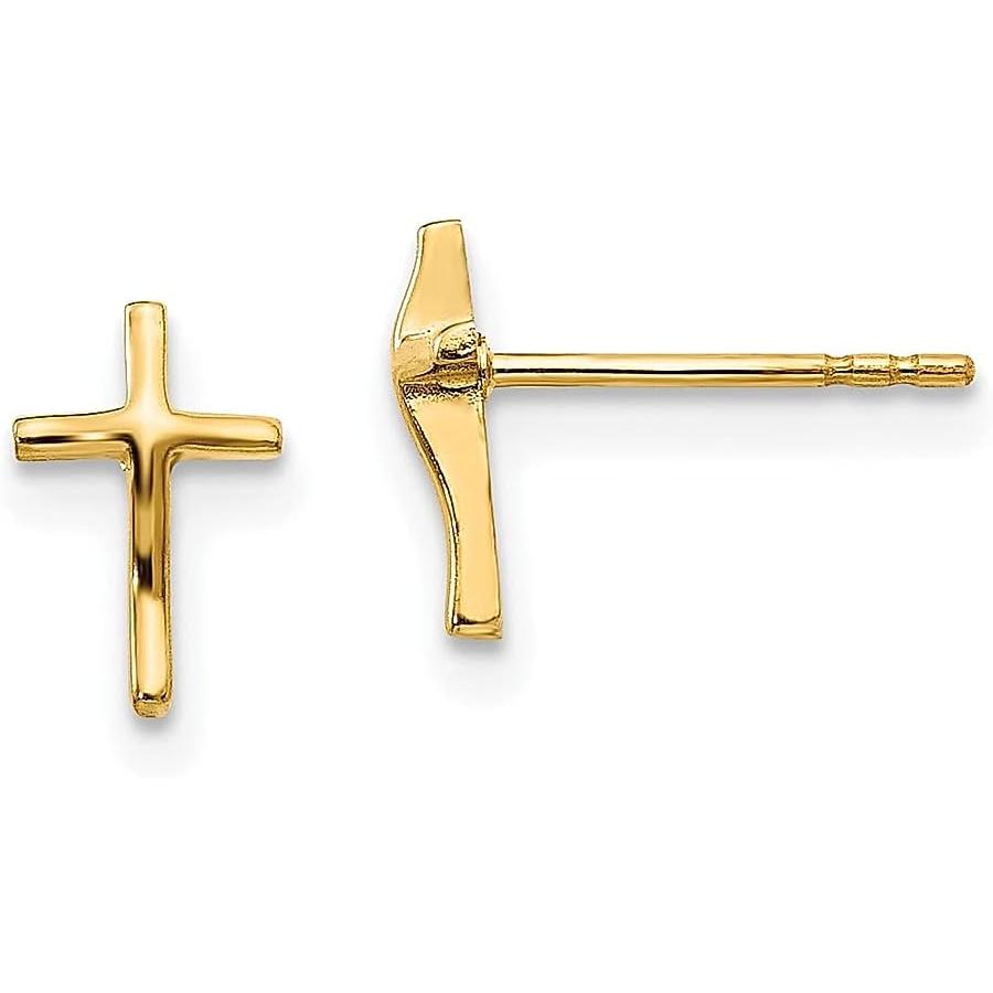 並行輸入品】14K イエローゴールド 十字架 宗教的 ポストスタッド