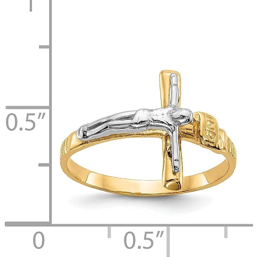 【並行輸入品】14k Two Tone Gold Inri Lord Jesus Christ Crucifix Holy Cross Ring Reの画像