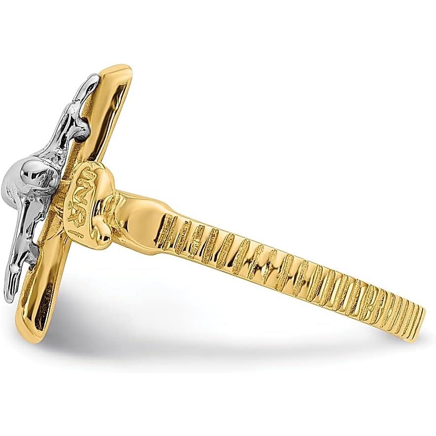 【並行輸入品】14k Two Tone Gold Inri Lord Jesus Christ Crucifix Holy Cross Ring Reの画像