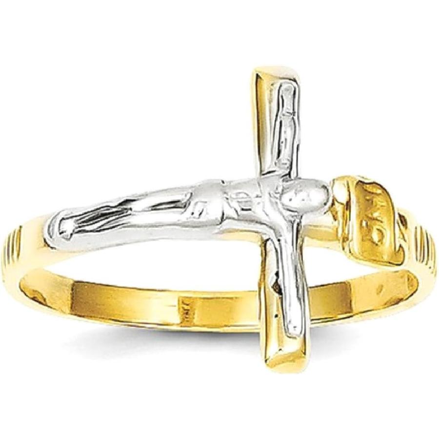 【並行輸入品】14k Two Tone Gold Inri Lord Jesus Christ Crucifix Holy Cross Ring Reの画像