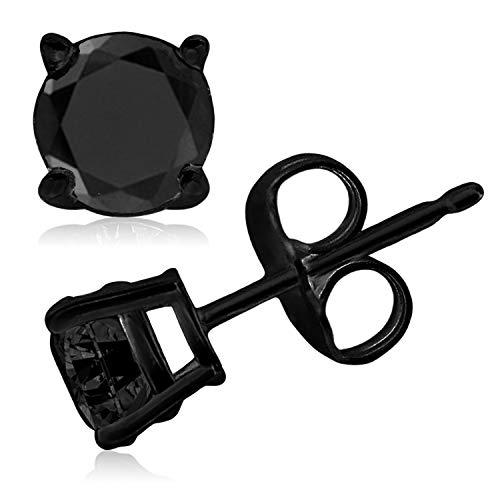 【並行輸入品】スターリングシルバープリンセスキュービックジルコニアGemスタッドイヤリング TIONEER Black Plated Sterl_1