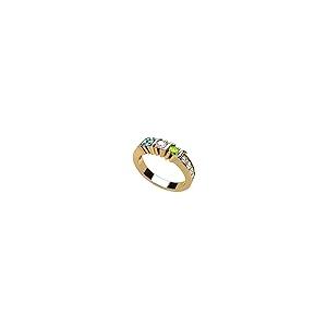 【並行輸入品】Sバー サイドストーン付き マザーズリング 1~6個の人工誕生石 14K ホワイト/イエロー/ローズゴールド NANA S Barの画像