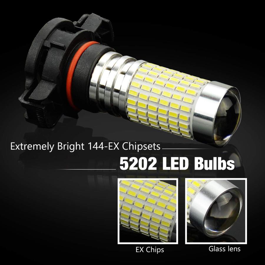 【並行輸入品】JDM ASTAR ブライトホワイト 144-EX チップセット 5202 5201 LED フォグライト電球 プロジェクター付きの画像