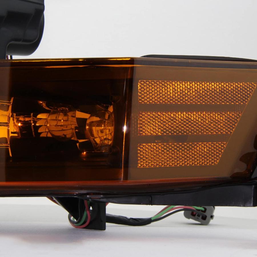 【並行輸入品】Jeep Commander SUV アンバー ブラック 交換用ヘッドライト ドライバー/助手席ヘッドランプ ペアの画像