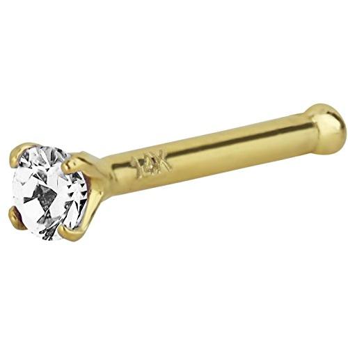 【並行輸入品】Forbidden Body Jewelry 20g ソリッド14Ktゴールド 模造ダイヤモンド CZクリスタル ノーズリング ス_1