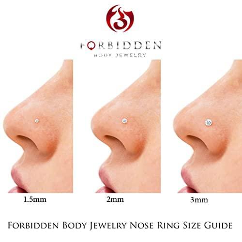 【並行輸入品】Forbidden Body Jewelry 20g ソリッド14Ktゴールド 模造ダイヤモンド CZクリスタル ノーズリング ス_9