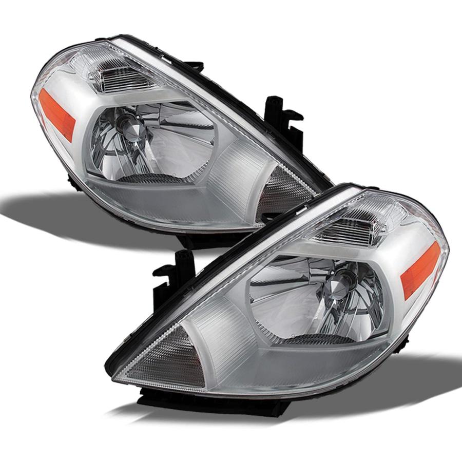 【並行輸入品】2007-2012年式日産バーサアンバークロームベゼル OE交換用ヘッドライトドライバー/助手席ヘッドランプペア　_1
