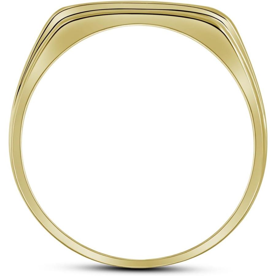 【並行輸入品】10 Kイエロー2つトーンゴールドラウンドダイヤモンドメンズ結婚指輪リング   チャネル設定( 1 / 8 cttw。)の画像