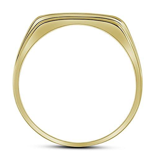 【並行輸入品】10 Kイエロー2つトーンゴールドラウンドダイヤモンドメンズ結婚指輪リング   チャネル設定( 1 / 8 cttw。)の画像
