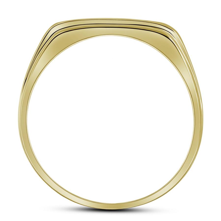 【並行輸入品】10 Kイエロー2つトーンゴールドラウンドダイヤモンドメンズ結婚指輪リング   チャネル設定( 1 / 8 cttw。)の画像