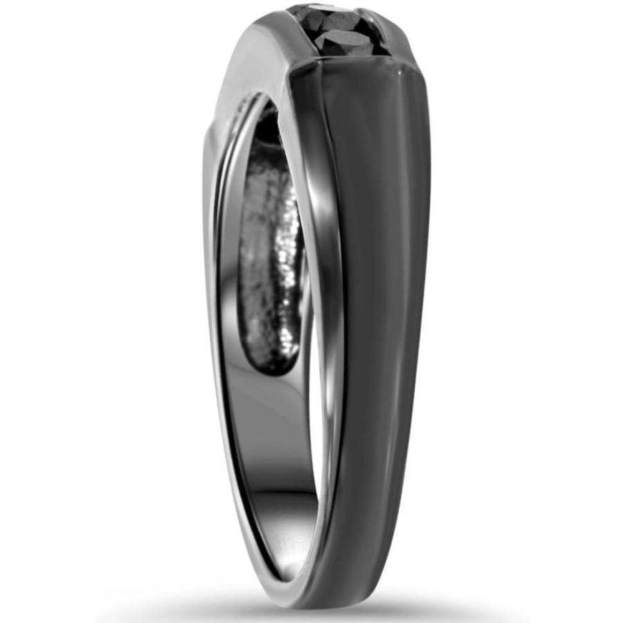 【並行輸入品】1/2カラット ブラックダイヤモンド メンズ 結婚指輪 10K ブラックゴールドの画像