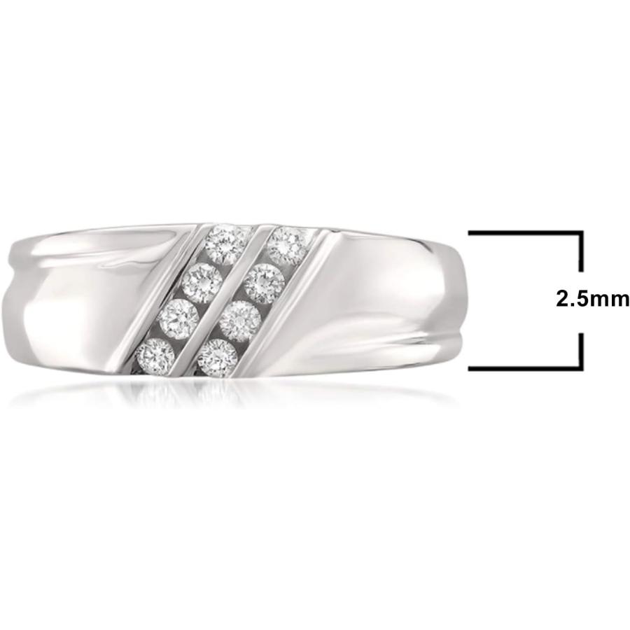 【並行輸入品】14 Kホワイトゴールドダブル行8-stoneラウンドダイヤモンドメンズ結婚バンドリング( 1 / 4 cttw   H - I、si2の画像